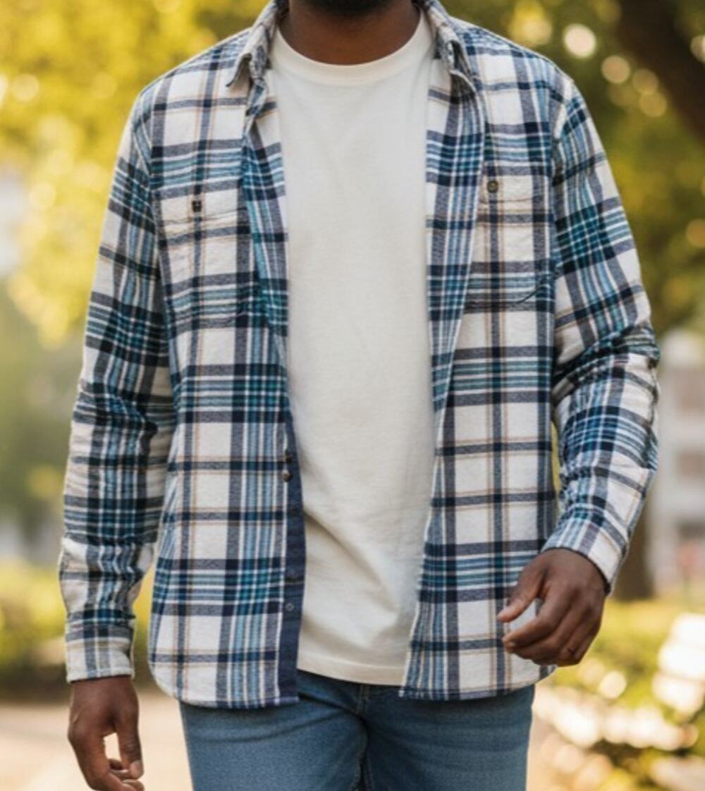 Ridgecut Toughwear Flannel Shirt Men's XLT Blue Plaid Long Sleeve Heavy Duty
